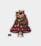 Funny Die Cut Vinyl Sticker - Cool Capybara On Toadstool