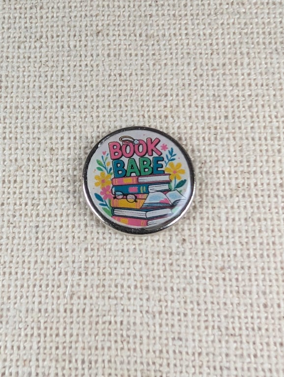 Book Babe - Book Lover Themed Badge - Large Resin Topped Pin Badge