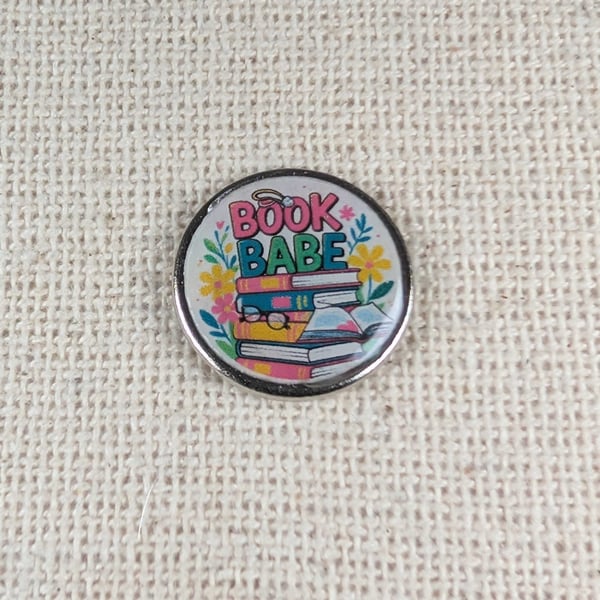 Book Babe - Book Lover Themed Badge - Large Resin Topped Pin Badge