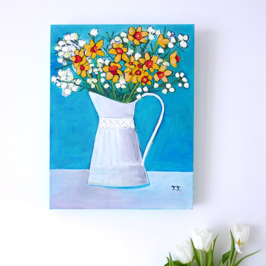 Daffodil Artwork, Still Life Painting, Floral Fine Art, Mother's Day Gift