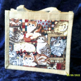 Small Jute Bag with Cats Pocket