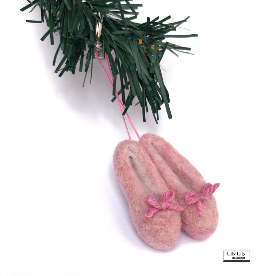 SOLD Ballet Shoes Christmas tree decoration needle felted by Lily Lily Handmade 