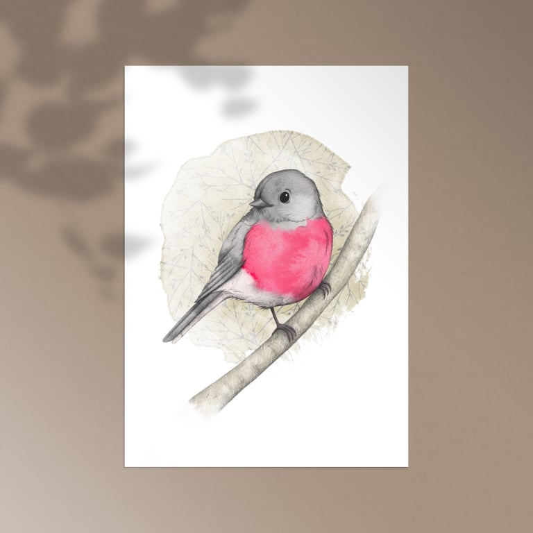 Rose Robin Large Postcard