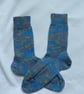 Hand-cranked Knitted Ribbed Wool Socks Size 8 to 9 - Image 3