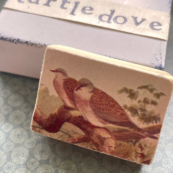 Turtle Dove - Wooden Bird Block Brooch