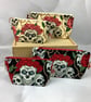 Skulls and Roses zip bag, Gothic makeup bag, 2 colour and size options, Handmade - Image 1