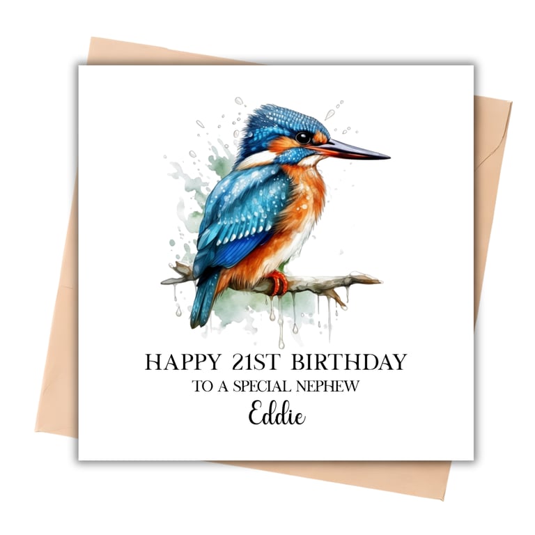 King Fisher Bird Happy Birthday Card