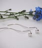 Small Argentium silver stud earrings with extended ear wire - Image 1