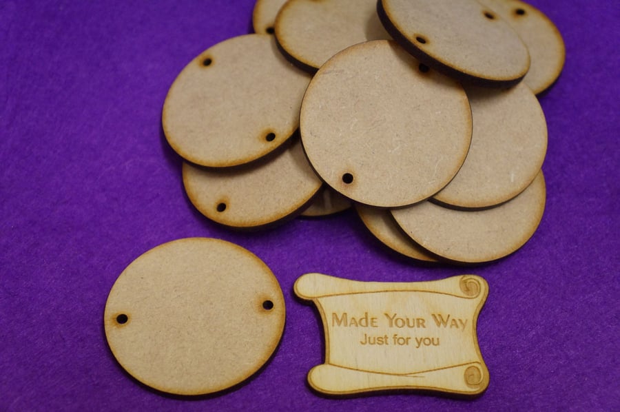 MDF Circle Round two holes 5cm - 15 x Laser cut wooden shape