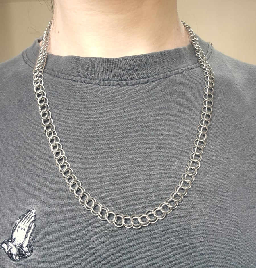 Half Persian Stainless Steel Chainmaille Necklace 24"