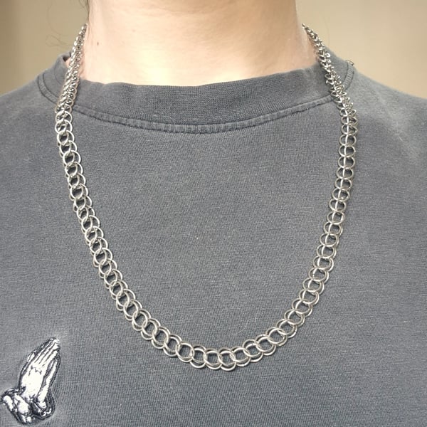 Half Persian Stainless Steel Chainmaille Necklace 24"