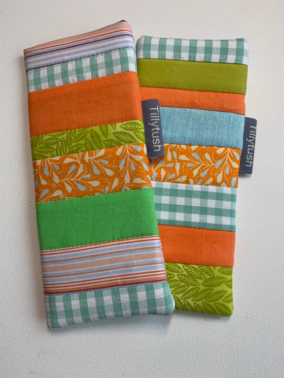 Quilted patchwork, padded glasses case