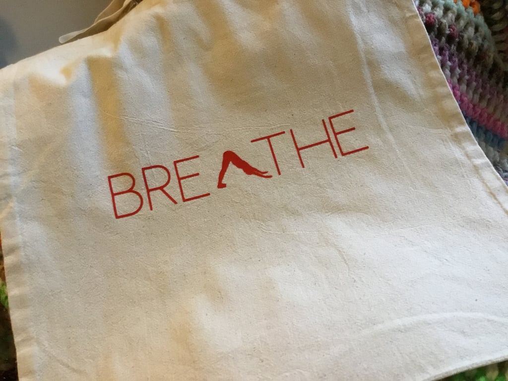 Tote bag. Breathe. Yoga. Reusable tote bag