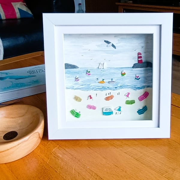 Coastal Wall Art, Beach Caravan Camping Holiday