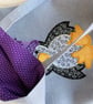 Penguin tote bag in pale blue with a paisley penguin in a purple bobble hat - Image 2