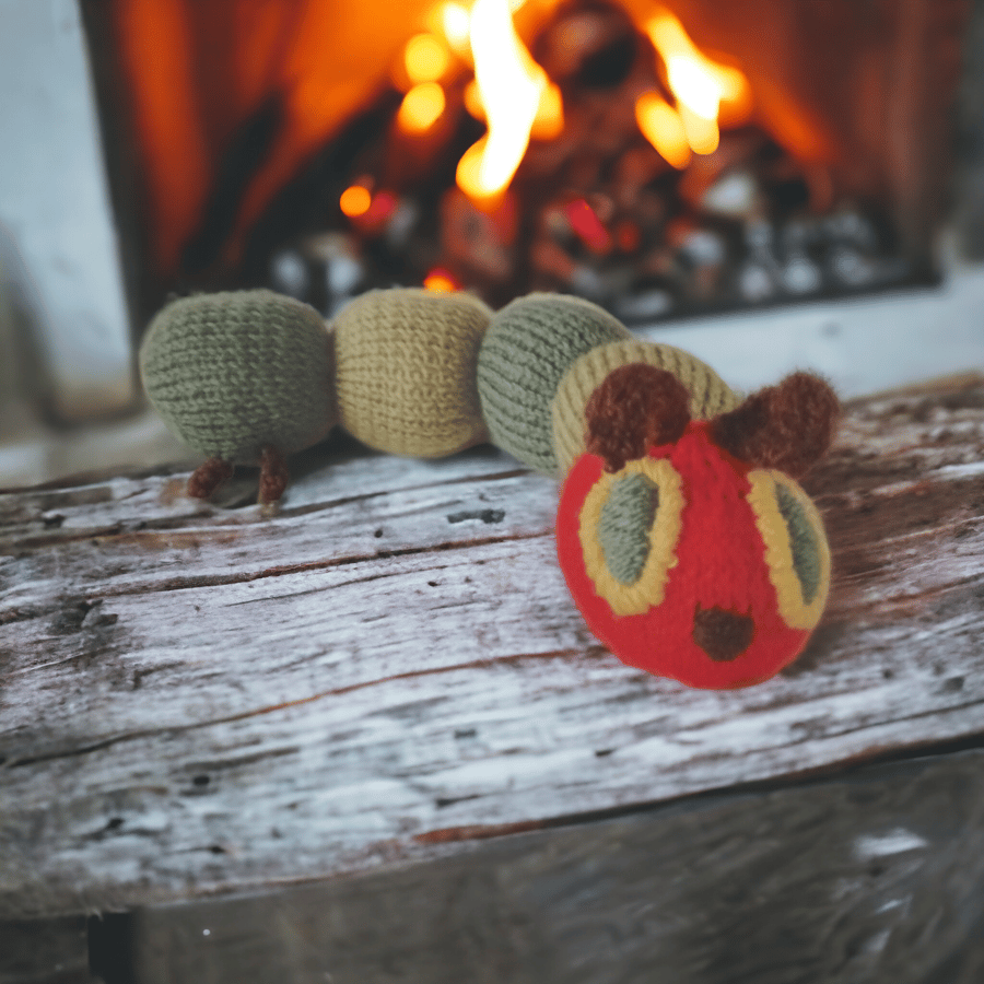 Hand knitted caterpillar 