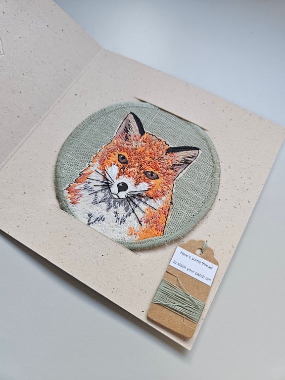 Handmade embroidered patch, sew on patch, embroidered fox patch