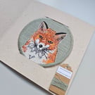 Handmade embroidered patch, sew on patch, embroidered fox patch