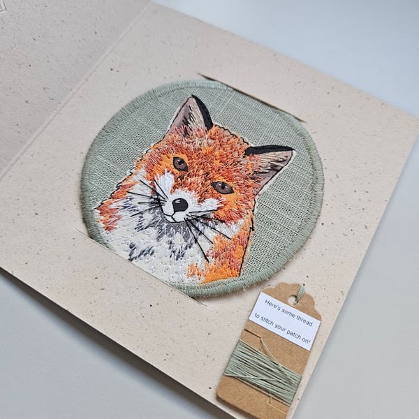 Handmade embroidered patch, sew on patch, embroidered fox patch