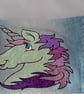  Unicorn Zippered Pouch Hand Embroidered onto Denim - Image 1