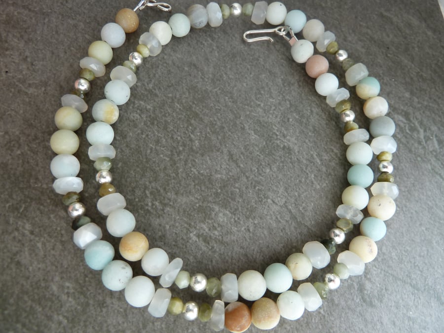 sterling silver necklace, andean opal gemstone