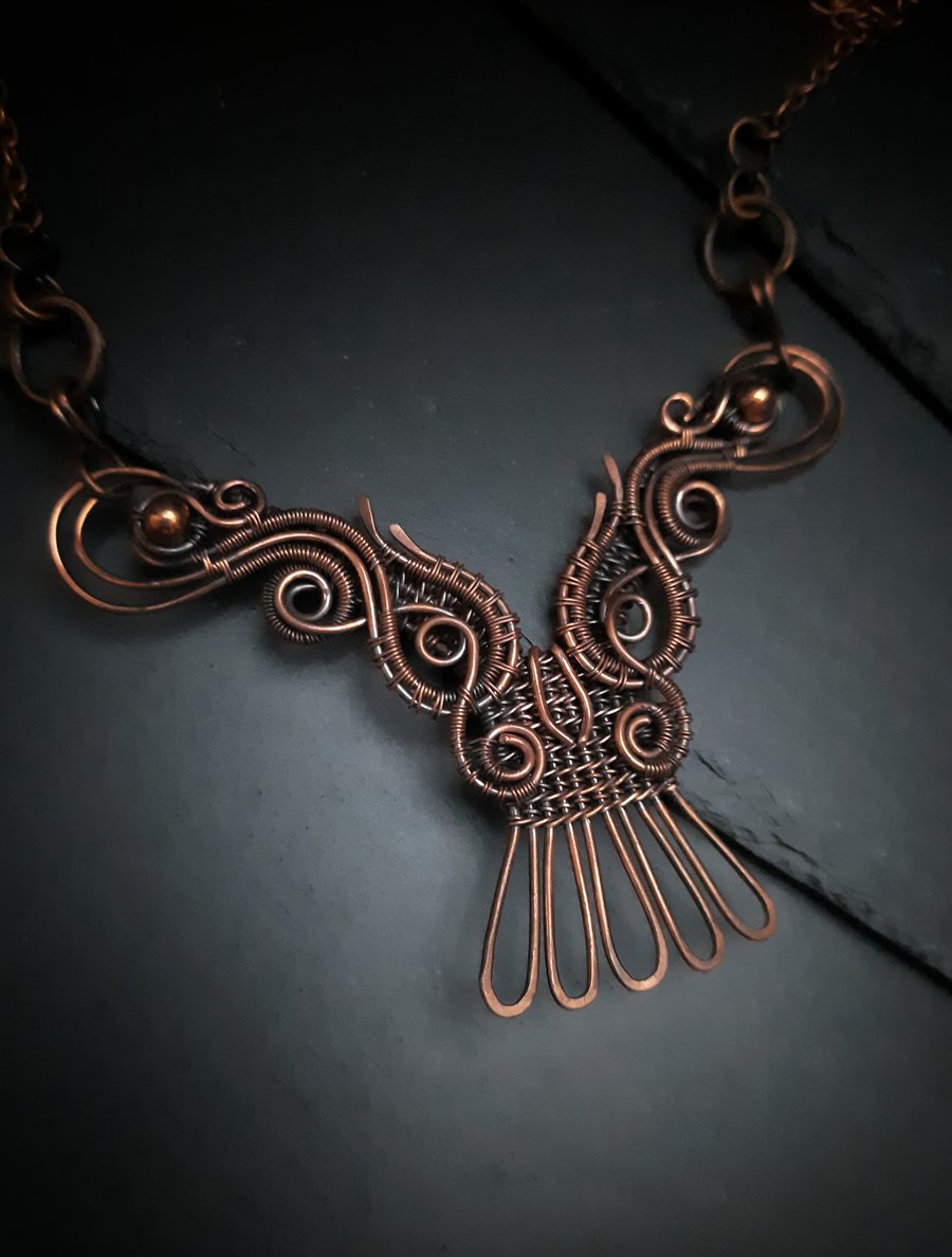Copper pendant Owl