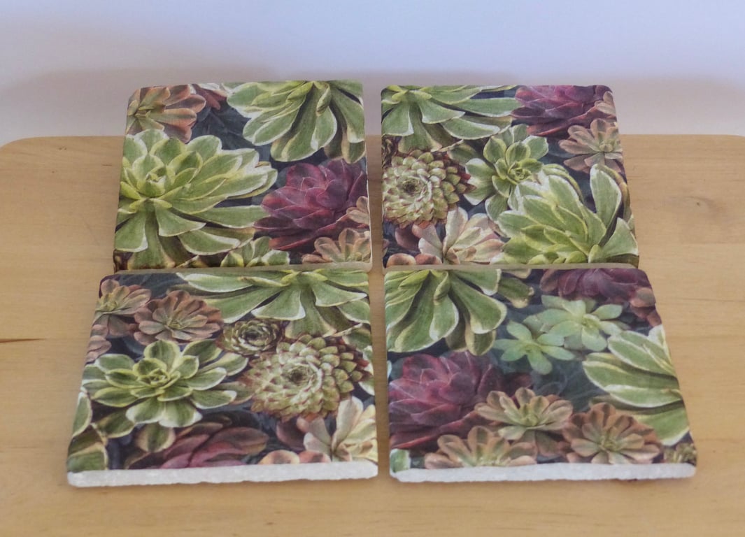 Set of 4 Marble 'Cactus' Coasters