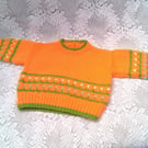 Child's Jumper with Flower Pattern at Hem and Cuffs, Baby Shower Gift, Baby Gift