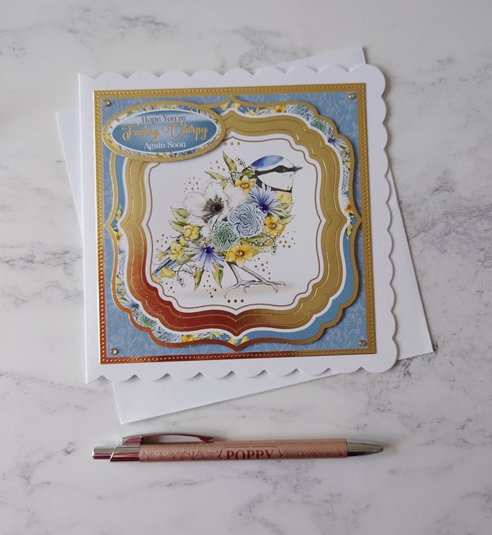 Hope You're Feeling Chirpy Again Soon Blue Tit Get Well 3D Luxury Handmade Card