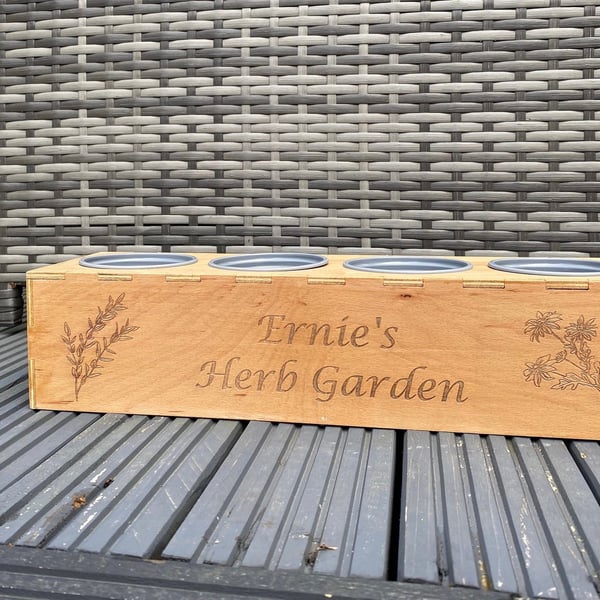 Personalised Herb Garden Planter With Pots