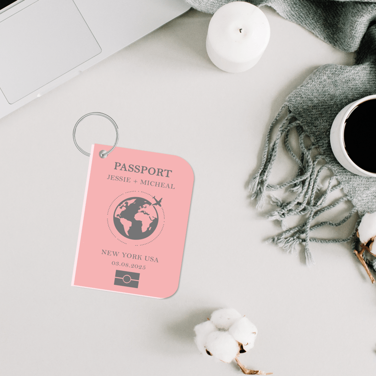 Passport Travel Keyring Charm Surprise Getaway Travel Keepsake Personalised Name