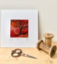 Tree silhouette with sunrise, original wet felting artwork. - Image 1