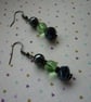 HEMATITE AND PALE GREEN EARRINGS.  748 - Image 3