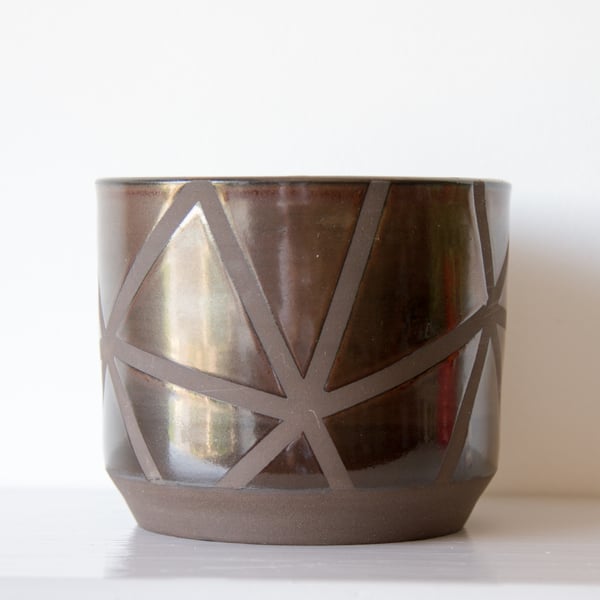 Black Geometric Line Plant Pot