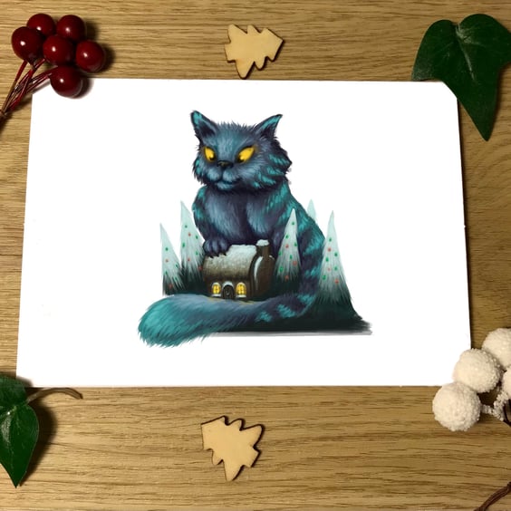 Yule Cat Blank Greeting Card