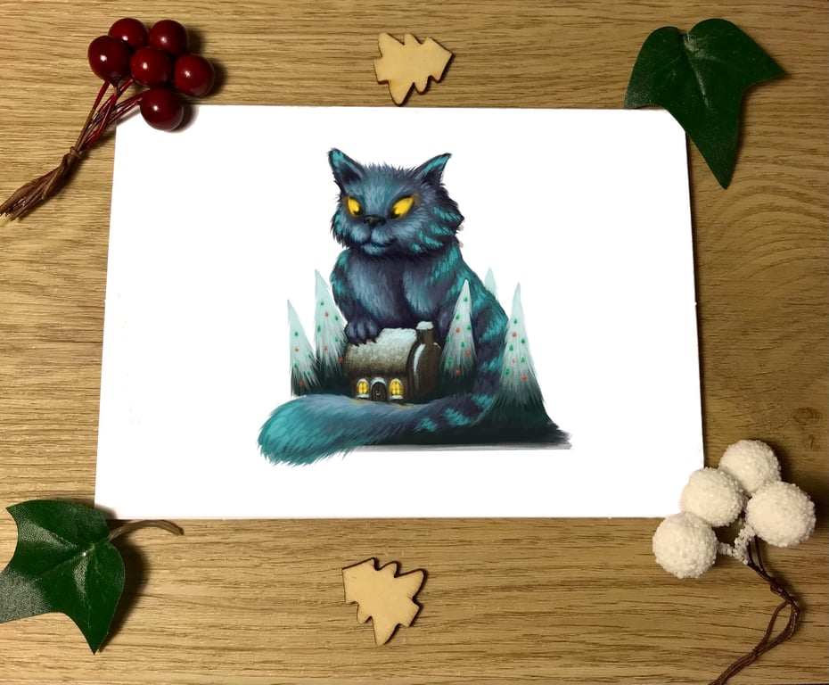 Yule Cat Blank Greeting Card