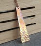 Copper rectangle pendant, Flame patina jewellery, 7th anniversary gift - Image 1