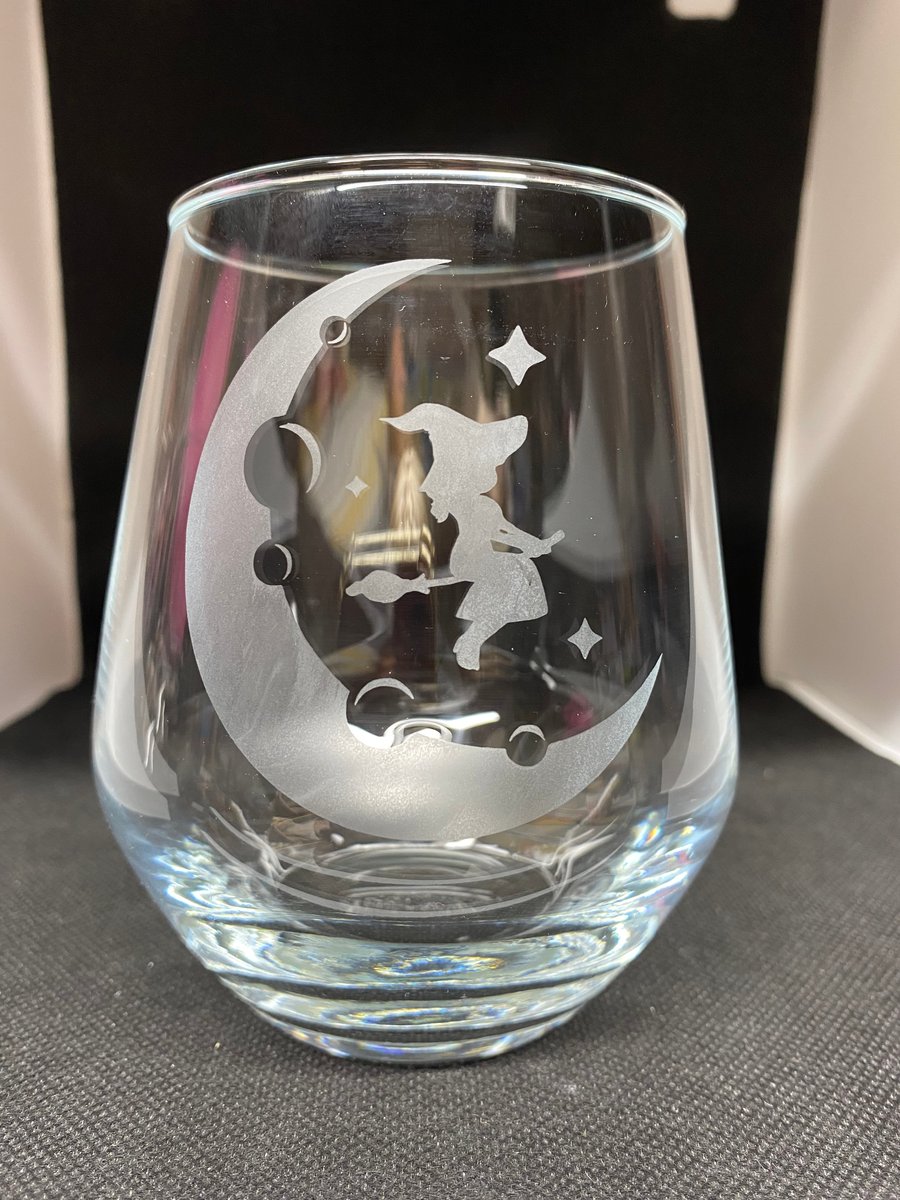 Hand Etched Glass, Witch Moon