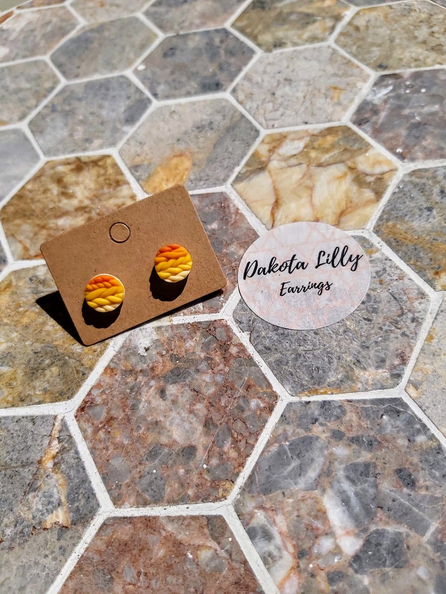 Orange ombre knit effect polymer clay stud earrings