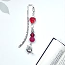 Beaded Bookmark with Robin Charm,gifts for book lovers,