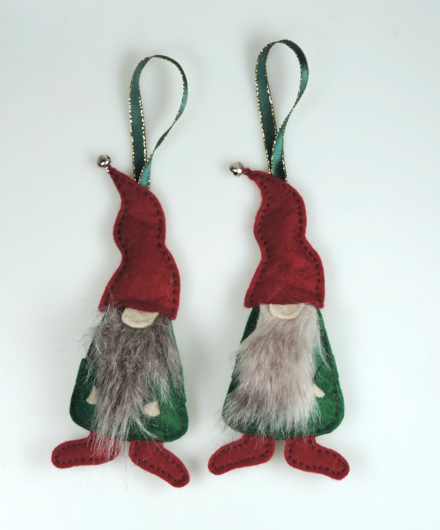 2 x Scandi Style Gnomes, Christmas Elves, a Pair of Christmas Bearded Gnomes,