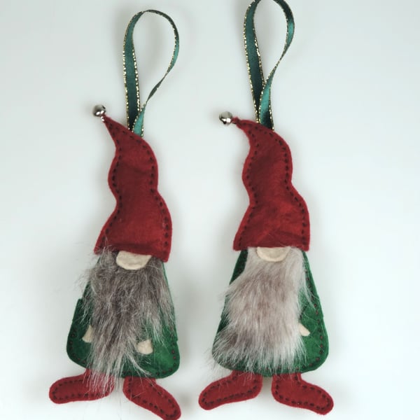 2 x Scandi Style Gnomes, Christmas Elves, a Pair of Christmas Bearded Gnomes,