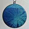 Firework pendant in blue and green enamel 136