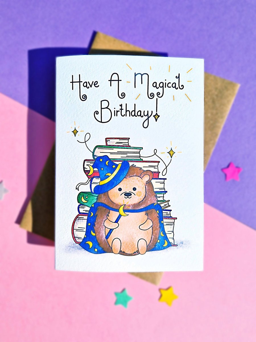 Hedgehog Birthday Card, Have a Magical Birthday! 