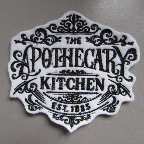 Apothecary Kitchen Label Embroidered Sew on Applique Patch