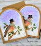 Robin Christmas Cards - 2 card set, letterpress style, watercolour, retro  - Image 6