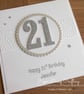 Handmade 21st birthday card, - personalised with any age, name and message - Image 1