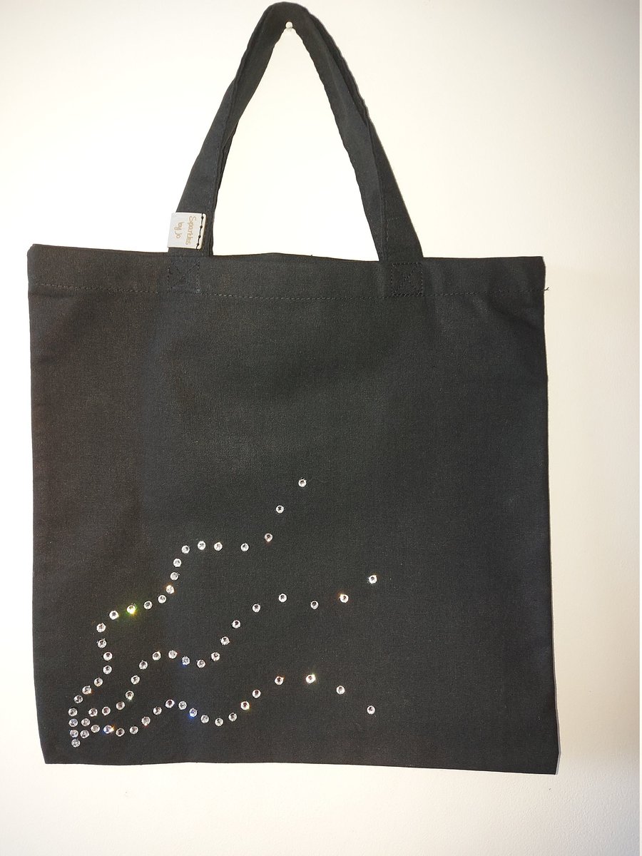 WAVES OF SPARKLE TOTE BAG, hand sparkled, sparkles, waves, shopping, travel bag,