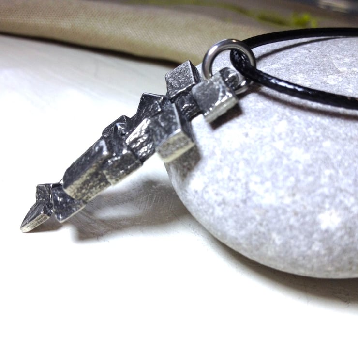 Cast Pewter Pendant Necklace on Cord. Folksy