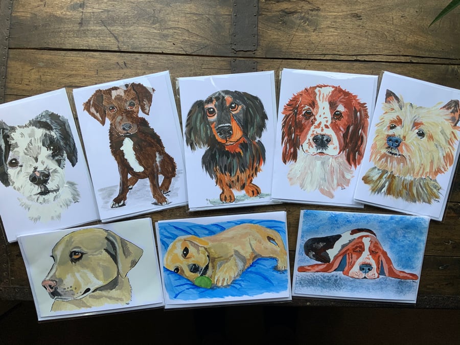  Greeting Card. Handpainted. individual Dog Breeds. 5” x 7” Paint any Breed.  